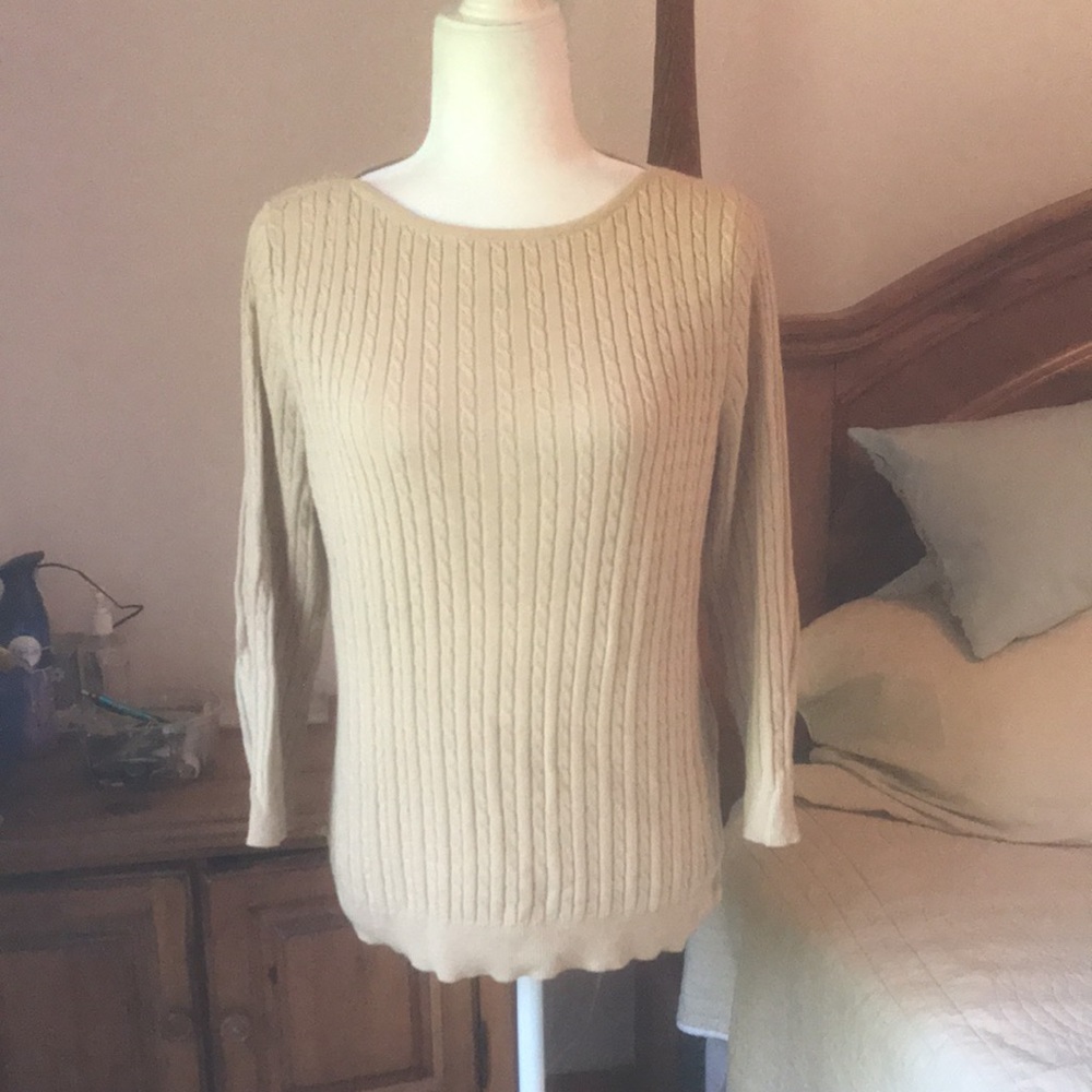 Chaps Tan 100% Cotton Lightweight Sweater Size Large